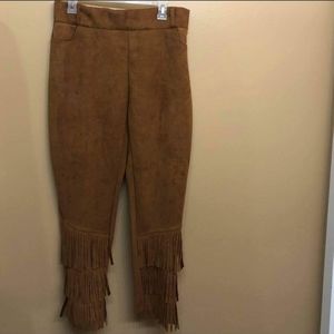 Suede like fringe pants